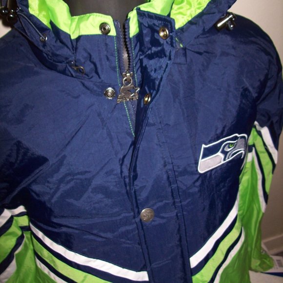 Seattle SEAHAWKS Starter Hooded Jacket S M L XL 2X - Picture 5 of 12